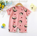 New summer clothing baby one-piece romper newborn baby cotton short sleeve thin Open-end romper