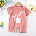 New summer clothing baby one-piece romper newborn baby cotton short sleeve thin Open-end romper